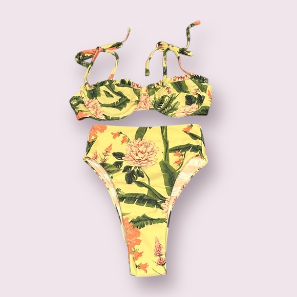 Agua Bendita Other - Women's Target Aguabendita Tropical  Floral Yellow Bikini Set Size XXS
